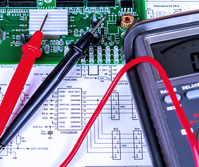 a voltmeter on a circuit board